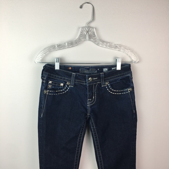 Miss Me straight leg jeans bling back pocket 26 - Picture 3 of 6